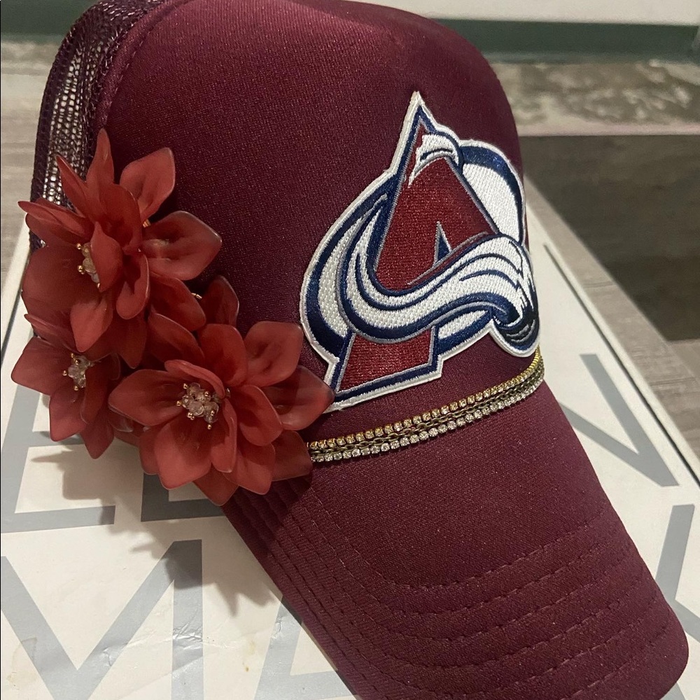 Custom made Colorado Avalanche trucker hat made by local designer. One of a kind